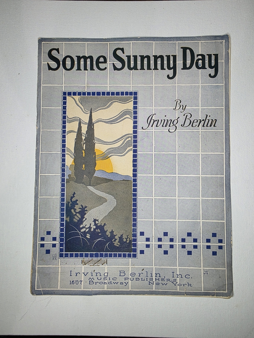 1922 Some Sunny Day by Irving Berlin - Vintage Sheet Music (Blue, Gray, Yellow)